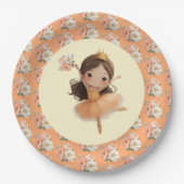 オレンジ色の小さなプリンセスのボール紙皿 ペーパープレート (正面)