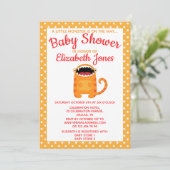 オレンジ色の小さなモンスターのベビーシャワー招待状 招待状 (スタンド正面)