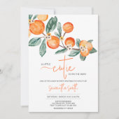 オレンジ色の小さな天使がやってくる！ベイビーシャワーパーティー 招待状 (正面)