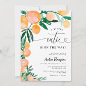 オレンジ色の小さな天使がやってくる ベビーシャワー 招待状 (正面)