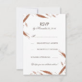 オレンジ色の小麦 秋の結婚式 出席返信 招待状 (正面)