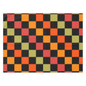 オレンジ色の市松模様に黒いギンガムパターン テーブルクロス (正面(横))