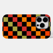 オレンジ色の市松模様に黒いギンガムパターン Case-Mate iPhoneケース (裏面 (横))