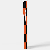 オレンジ色の市松模様に黒チェックパターン Case-Mate iPhoneケース (裏面 / 左)