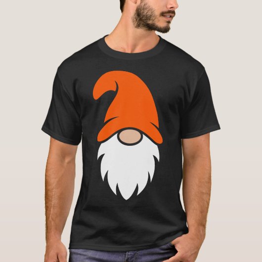オレンジ色の帽子をかぶったクリスマス・グノーム Tシャツ (正面)