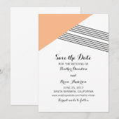 オレンジ色の幾何ストライプ招待状日付の保存 セーブザデート (正面/裏面)