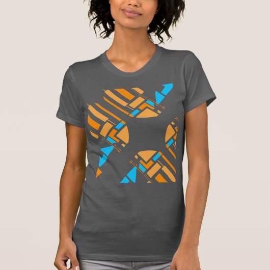 オレンジ色の幾何学的な円形南西インスパイア- Tシャツ (正面)
