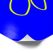 オレンジ色の幾何学的な花が青 ポスター (コーナー)