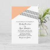 オレンジ色の幾何学的ストライプな結婚式の招待 招待状 (スタンド正面)