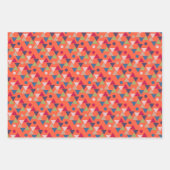 オレンジ色の幾何学的パターンのラッピング紙 ラッピングペーパーシート (正面2)