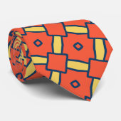 オレンジ色の幾何学的抽象芸術パターン ネクタイ (ロール)