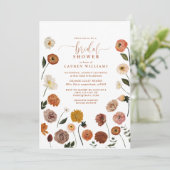 オレンジ色の庭の花のスクリプト ブライダルシャワー 招待状 (スタンド正面)