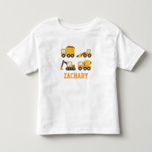 オレンジ色の建設車両 キッズ オリジナルデザイン トドラーTシャツ
