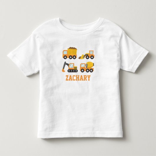 オレンジ色の建設車両 キッズ オリジナルデザイン トドラーTシャツ (正面)