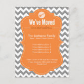 オレンジ色の引っ越しましたはがきの変更 案内ポストカード (正面)
