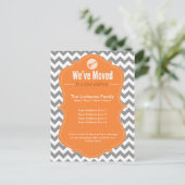 オレンジ色の引っ越しましたはがきの変更 案内ポストカード (スタンド正面)