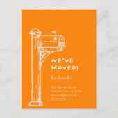 オレンジ色の引っ越しました動揺してメールボックス移動 ポストカード (正面)