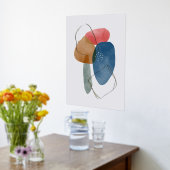 オレンジ色の形 手描き 水彩画 アブストラクト アート 3 箔ポスター (レイダウン (キッチン))