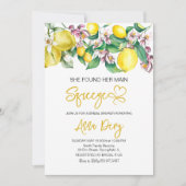 オレンジ色の彼女のパートナー ブライダルシャワー 招待状 (正面)