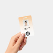 オレンジ色の従業員フォトバーコードロゴ名グラデーション バッジ (手持ち)