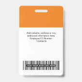 オレンジ色の従業員名会社ロゴスタッフラベル バッジ (Back)