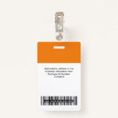 オレンジ色の従業員Qrコード、バーコード、ロゴ、名前 バッジ (裏面クリップ)