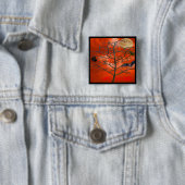 オレンジ色の怖いスカイボタンの間のデッドツリー 缶バッジ (インサイチュ)