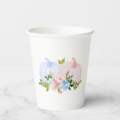 オレンジ色の性別発表 ピンク 青 秋 紙コップ (裏面)