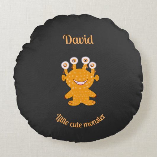 オレンジ色の怪物 ラウンドクッション (正面)