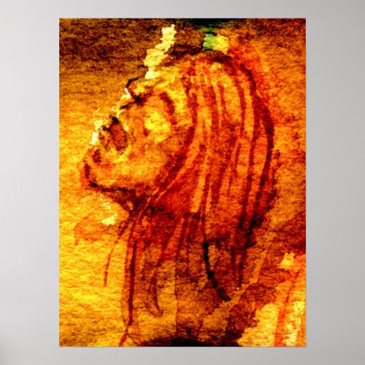 オレンジ色の悲しみ水の絵画色 ポスター (正面)