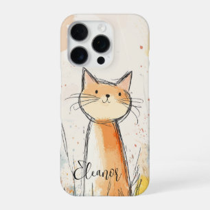 オレンジ色の愛らしい猫のイラスト オリジナルデザイン iPhone 16 PROケース