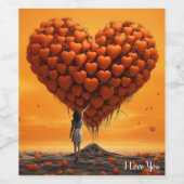 オレンジ色の愛：バレンタインワインラベル ワインラベル (シングルラベル)