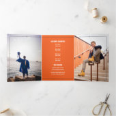 オレンジ色の房の列3 – 写真卒業 三つ折り招待状 (内部)