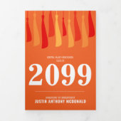 オレンジ色の房の列3 – 写真卒業 三つ折り招待状 (カバー)