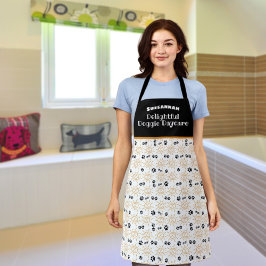 オレンジ色の手描きサンポーズパターンペットケア エプロン