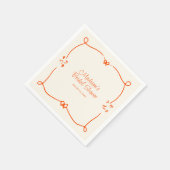 オレンジ色の手描きフレームブライダルシャワー スタンダードカクテルナプキン (角)