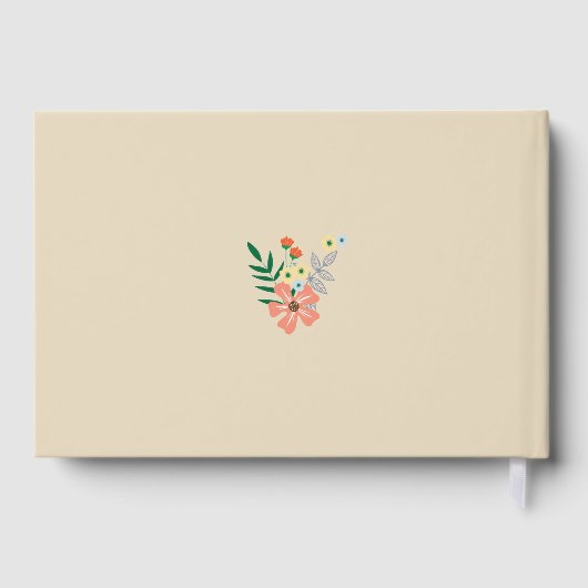 オレンジ色の手描き結婚の花 ゲストブック (裏面)