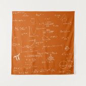 オレンジ色の手書き数学の公式と方程式 タペストリー (正面)