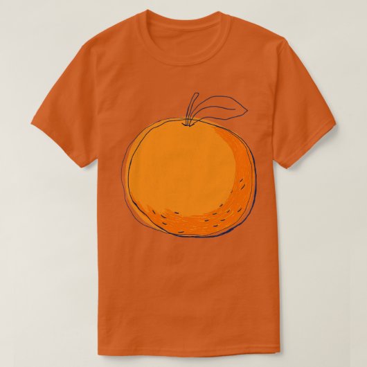 オレンジ色の手書き Tシャツ (デザイン正面)