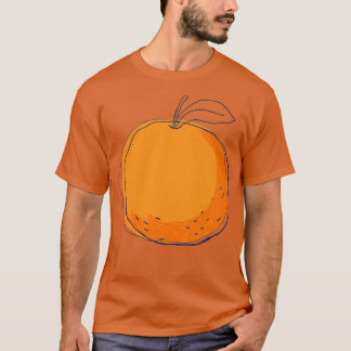 オレンジ色の手書き Tシャツ