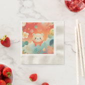 オレンジ色の抽象性を持つクマのかわいいナプキン 縁ありカクテルナプキン (インサイチュ)