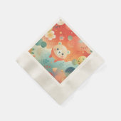 オレンジ色の抽象性を持つクマのかわいいナプキン 縁ありカクテルナプキン (角)