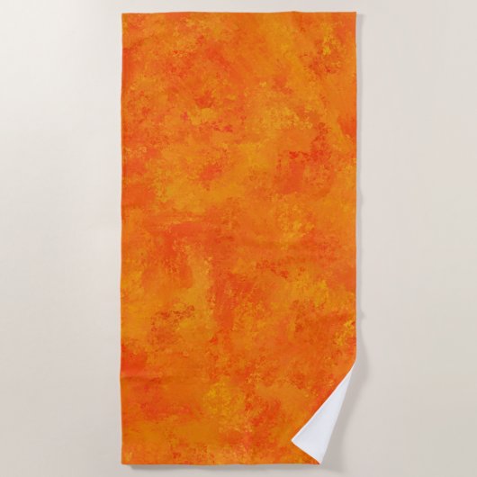 オレンジ色の抽象的なパターン ビーチタオル (正面)