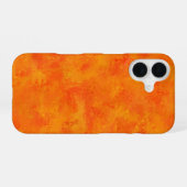 オレンジ色の抽象的パターン iPhone 16ケース (裏面横)