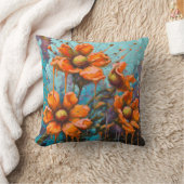 オレンジ色の抽象芸術の絵を描花（滴） クッション (ブランケット)
