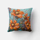 オレンジ色の抽象芸術の絵を描花（滴） クッション (裏面)
