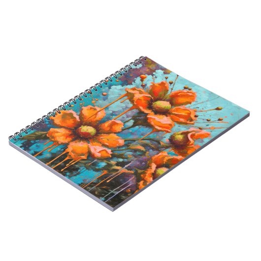 オレンジ色の抽象芸術の絵を描花（滴） ノートブック (左側)