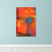 オレンジ色の抽象芸術キャンバスの壁の装飾の相互作用 キャンバスプリント (インサイチュ (ウッドフロア))