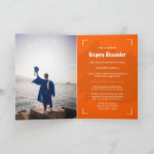 オレンジ色の抽象芸術ブラシストローク写真卒業 招待状 (内部)