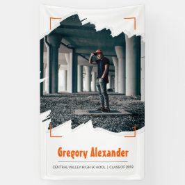 オレンジ色の抽象芸術ブラシストローク写真卒業 横断幕